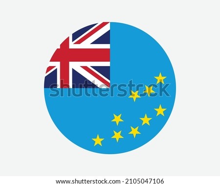 Tuvalu Round Country Flag. Tuvaluan Circle National Flag. Tuvalu Circular Shape Button Banner. EPS Vector Illustration.