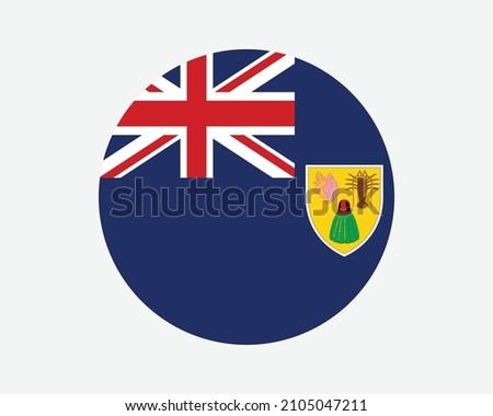 Turks and Caicos Islands Round Flag. TCI Circle Flag. British Overseas Territory UK United Kingdom Circular Shape Button Banner. EPS Vector Illustration.