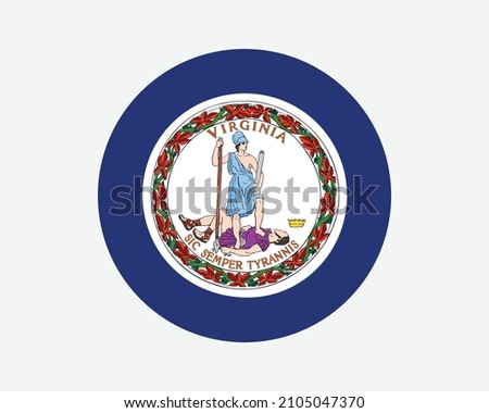 Virginia USA Round State Flag. VA, US Circle Flag. State of Virginia, United States of America Circular Shape Button Banner. EPS Vector Illustration.