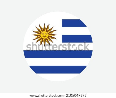 Uruguay Round Country Flag. Uruguayan Circle National Flag. Oriental Republic of Uruguay Circular Shape Button Banner. EPS Vector Illustration.