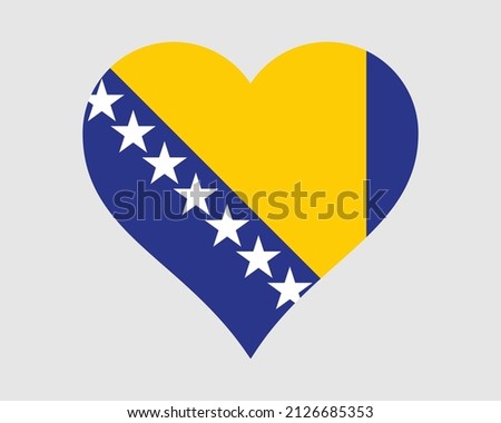 Bosnia and Herzegovina Heart Flag. Bosnian and Herzegovinian Love Shape Country Nation National Flag. Bosnia–Herzegovina Banner Icon Sign Symbol. EPS Vector Illustration.