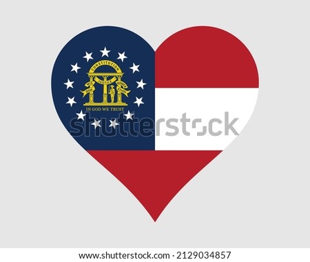 Georgia USA Heart Flag. GA US Love Shape State Flag. Georgian United States of America Banner Icon Sign Symbol Clipart. EPS Vector Illustration.