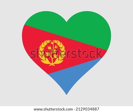Eritrea Heart Flag. Eritrean Love Shape Country Nation National Flag. State of Eritrea Banner Icon Sign Symbol. EPS Vector Illustration.