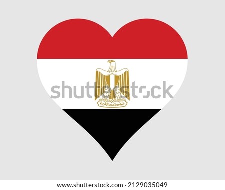 Egypt Heart Flag. Egyptian Love Shape Country Nation National Flag. Arab Republic of Egypt Banner Icon Sign Symbol. EPS Vector Illustration.