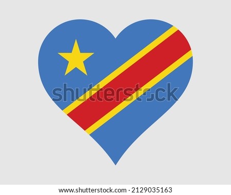 Congo Kinshasa Heart Flag. DR Congo, DRC, DROC Love Shape Country Nation National Flag. Democratic Republic of the Congo Banner Icon Sign Symbol. EPS Vector Illustration.