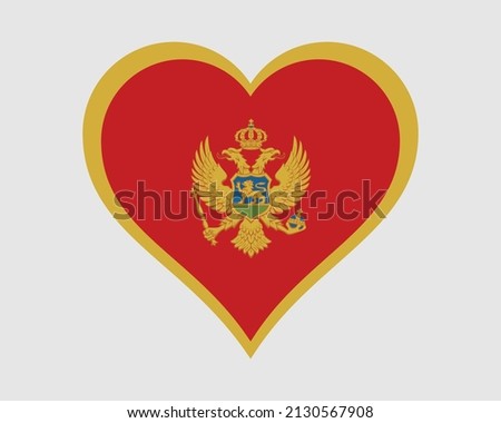 Montenegro Heart Flag. Montenegrin Love Shape Country Nation National Flag. Montenegro Banner Icon Sign Symbol. EPS Vector Illustration.