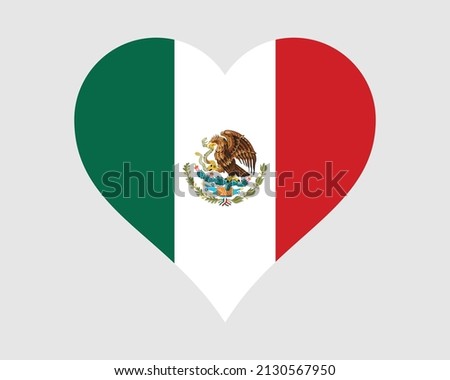 Mexico Heart Flag. Mexican Love Shape Country Nation National Flag. United Mexican States Banner Icon Sign Symbol. EPS Vector Illustration.