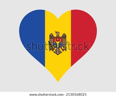 Moldova Heart Flag. Moldovan Love Shape Country Nation National Flag. Republic of Moldova Banner Icon Sign Symbol. EPS Vector Illustration.