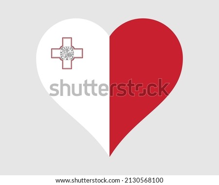 Malta Heart Flag. Maltese Love Shape Country Nation National Flag. Republic of Malta Banner Icon Sign Symbol. EPS Vector Illustration.