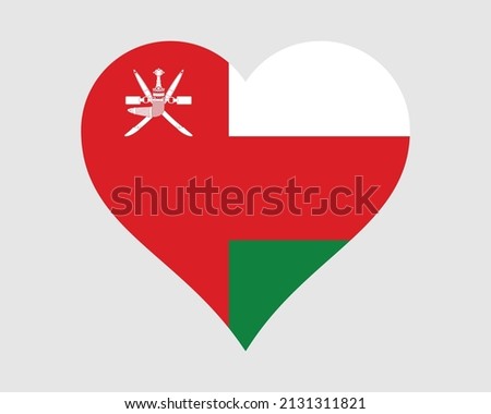 Oman Heart Flag. Omani Love Shape Country Nation National Flag. Sultanate of Oman Banner Icon Sign Symbol. EPS Vector Illustration.