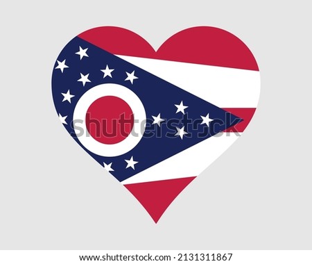 Ohio USA Heart Flag. OH US Love Shape State Flag. Buckeye State United States of America Banner Icon Sign Symbol Clipart. EPS Vector Illustration.