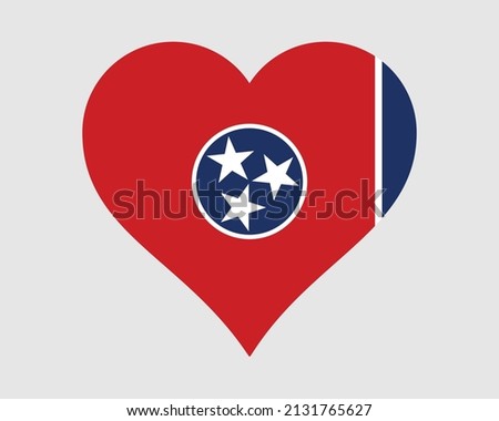 Tennessee USA Heart Flag. TN US Love Shape State Flag. Tennessean United States of America Banner Icon Sign Symbol Clipart. EPS Vector Illustration.