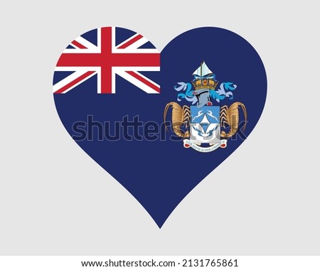 Tristan da Cunha Heart Flag. Tristanian Love Shape Flag. Saint Helena, Ascension and Tristan da Cunha Banner Icon Sign Symbol Clipart. EPS Vector Illustration.