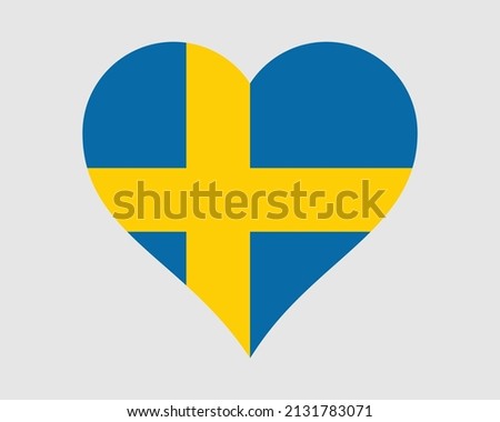 Sweden Heart Flag. Swedish Swede Love Shape Country Nation National Flag. Kingdom of Sweden Banner Icon Sign Symbol. EPS Vector Illustration.