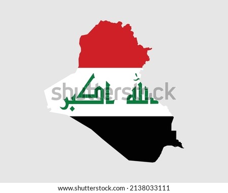 Iraq Map Flag. Map of the Republic of Iraq with the Iraqi country banner. Vector Illustration.