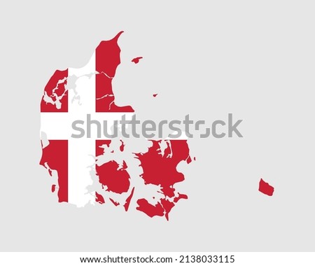 Denmark Map Flag. Danish Map with the Dane country banner. Vector Illustration.