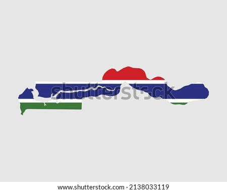 The Gambia Map Flag. Map of Republic of The Gambia with the Gambian country banner. Vector Illustration.