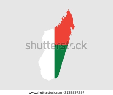 Madagascar Map Flag. Map of the Republic of Madagascar with the Malagasy country banner. Vector Illustration.