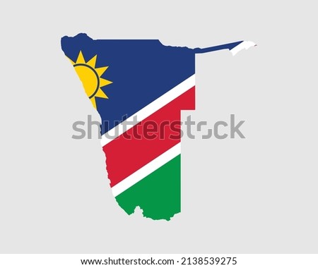Namibia Flag Map. Map of the Republic of Namibia with the Namibian country banner. Vector Illustration.