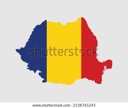 Romania Flag Map. Map of Romania with the Romanian country banner. Vector Illustration.