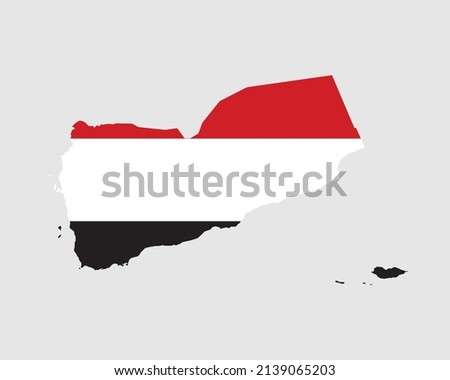 Yemen Flag Map. Map of the Republic of Yemen with the Yemeni country banner. Vector Illustration.