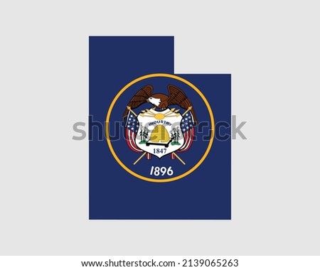 Utah Map Flag. Map of UT, USA with the state flag. United States, America, American, United States of America, US State Banner. Vector illustration.