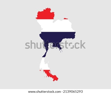 Thailand Flag Map. Map of the Kingdom of Thailand with the Thai country banner. Vector Illustration.