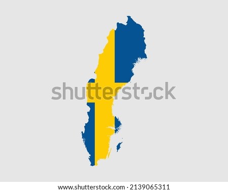 Sweden Flag Map. Map of the Kingdom of Sweden with the Swedish country banner. Vector Illustration