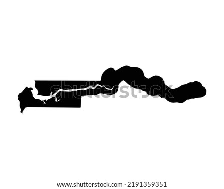 Gambia Map. Gambian Country Map. Black and White National Nation Outline Geography Border Boundary Shape Territory Vector Illustration EPS Clipart