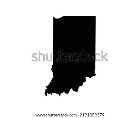 Indiana US Map. IN USA State Map. Black and White Hoosier State Border Boundary Line Outline Geography Territory Shape Vector Illustration EPS Clipart