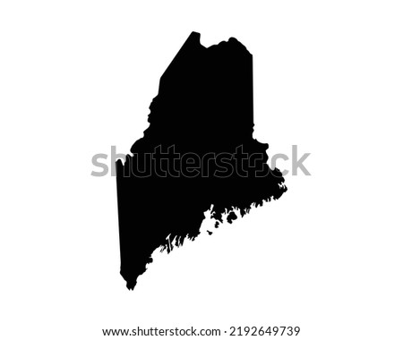 Maine US Map. ME USA State Map. Black and White Mainer State Border Boundary Line Outline Geography Territory Shape Vector Illustration EPS Clipart