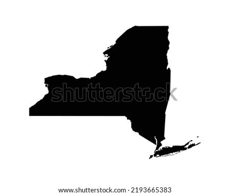 New York US Map. NY USA State Map. Black and White New Yorker State Border Boundary Line Outline Geography Territory Shape Vector Illustration EPS Clipart