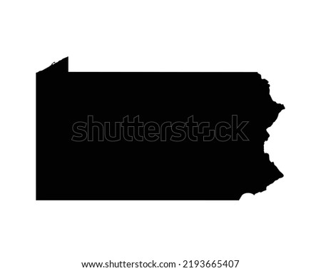 Pennsylvania US Map. PA USA State Map. Black and White Pennsylvanian State Border Boundary Line Outline Geography Territory Shape Vector Illustration EPS Clipart