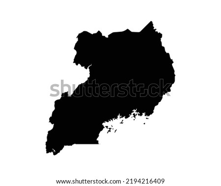 Uganda Map. Ugandan Country Map. Black and White National Nation Geography Outline Border Boundary Territory Shape Vector Illustration EPS Clipart