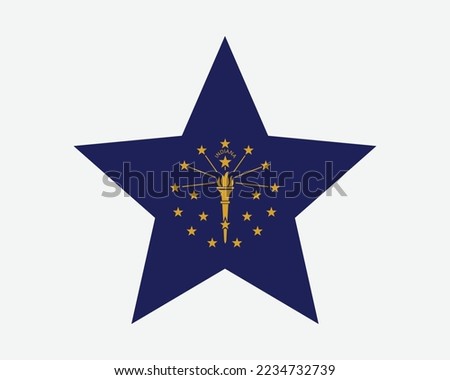 Indiana Star Flag. IN USA Five Point Star Shape State Flag. Hoosier Indianan US Banner Icon Symbol Vector Flat Artwork Graphic Illustration
