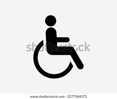 Diabled Person Icon Handicap Differently Abled People Wheelchair Black White Silhouette Sign Symbol Graphic Clipart Artwork Illustration Pictogram Vector