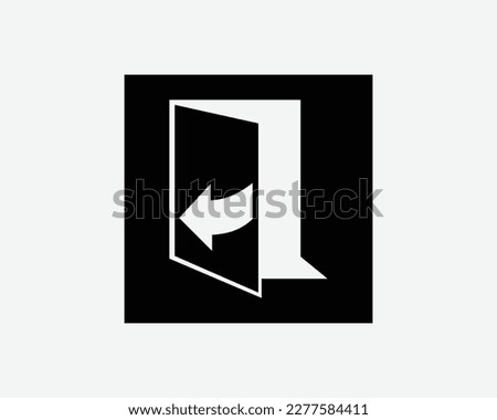 Door Pull Open Left Side Exit Entrance Path Signage Black White Silhouette Sign Symbol Icon Clipart Graphic Artwork Pictogram Illustration Vector