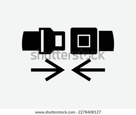 Fasten Seatbelt Sign Icon Reminder Wear Safety Harness Buckle Up Black White Silhouette Symbol Graphic Clipart Artwork Illustration Pictogram Vector