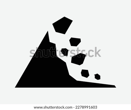 Landslide Icon Land Slide Natural Disaster Falling Rocks Rock Vector Black White Silhouette Symbol Sign Graphic Clipart Artwork Illustration Pictogram