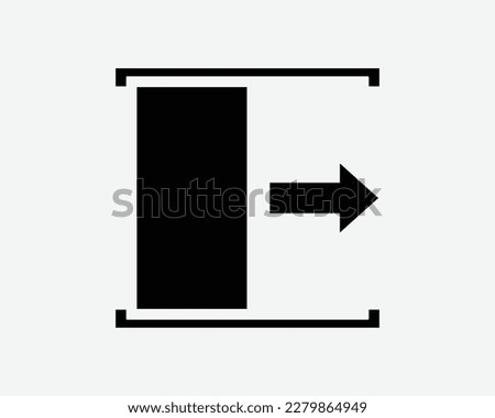 Sliding Door Open Right Side Exit Path Arrow Signage Black White Silhouette Sign Symbol Icon Graphic Clipart Artwork Illustration Pictogram Vector