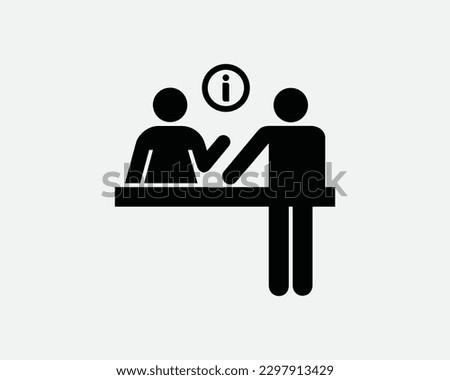 Information Counter Icon Sign Symbol. Hotel Lobby Front Desk Info Reception Service Customer Assistance Artwork Graphic Illustration Clipart Vector