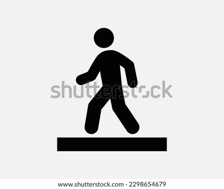 Sidewalk Pavement Walk Walking Cross Street Stick Figure Man Person Human StickmanBlack and White Icon Sign Symbol Vector Artwork Clipart Illustration