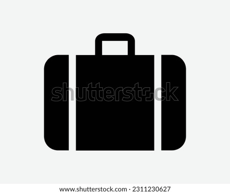 Baggage Icon. Suitcase Travel Hand Carry On Bag Luggage Handle Document File Case Sign Symbol Black Artwork Graphic Illustration Clipart EPS Vector