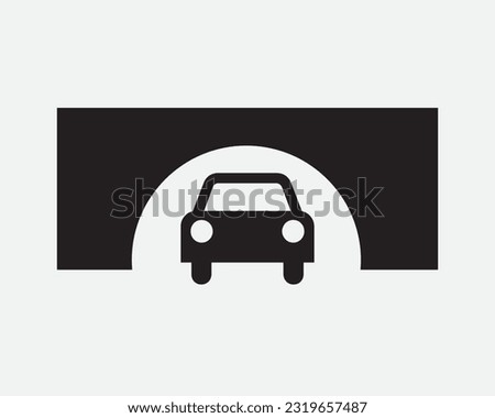 Car Tunnel Exit Icon. Arch Bridge Under Underneath Road Traffic Structure Black and White Sign Symbol Illustration Artwork Graphic Clipart EPS Vector