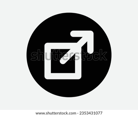 External Link Round Icon Navigation Website Open App Web Page URL Circle Button Black White Outline Shape Vector Clipart Graphic Artwork Sign Symbol