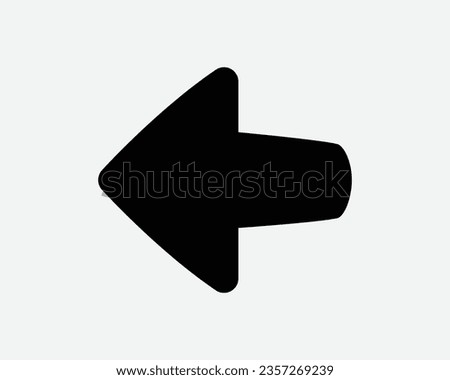 Left Arrow Icon West Side Pointer Point Swipe Direction Navigation Path Back Before Black White Shape Vector Clipart Graphic Illustration Sign Symbol