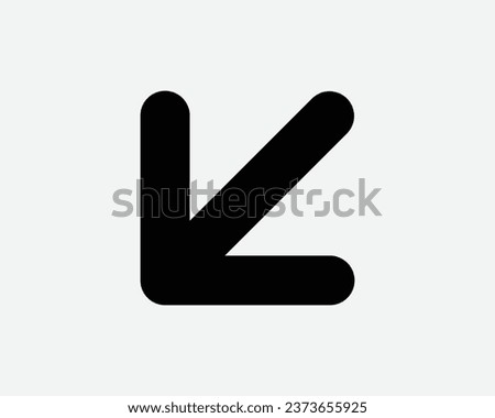 Arrow Point Bottom Left Icon Pointing Position Navigation Path Entrance Exit Here Black White Shape Line Outline Road Sign Traffic Symbol EPS Vector