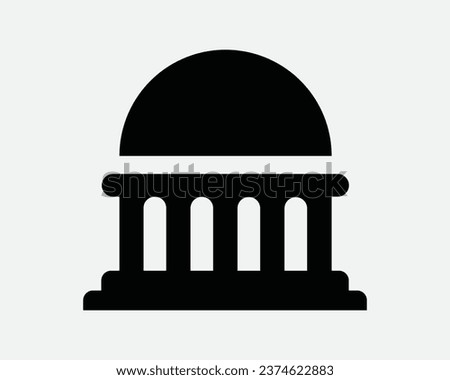 Government Icon Building Dome Architecture Structure Bank Law Museum Library Congress Capitol Black White Outline Line Shape Sign Symbol EPS Vector