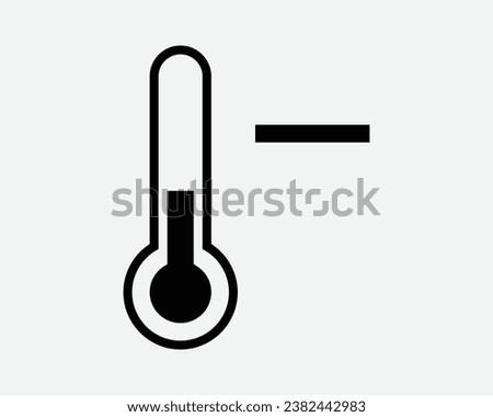 Thermometer Negative Temperature Cold Minus Less Reduce Down Drop Decrease Lower Freeze Black White Shape Line Outline Icon Sign Symbol EPS Vector