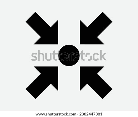 Zoom Out Arrow Icon Four 4 Point Pointer Target Aim Assembly Point Position Navigation Here Black White Shape Line Outline Sign Symbol EPS Vector